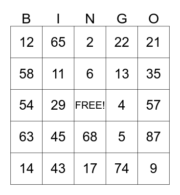 Back To School Subtraction Bingo Card