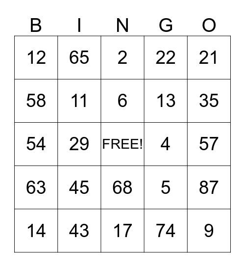 Back To School Subtraction Bingo Card