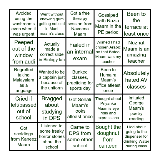 DPS Bingo Card