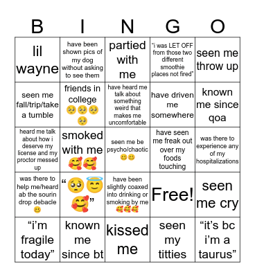 rebecca😇😇🥰🥰 Bingo Card