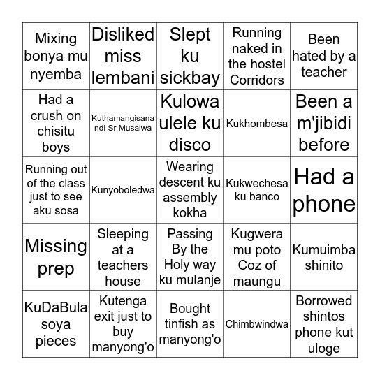 Providence Bingo Card