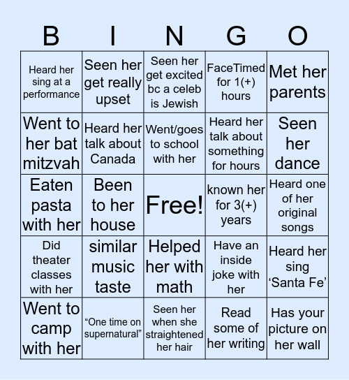 Sophie’s Bingo :) Bingo Card