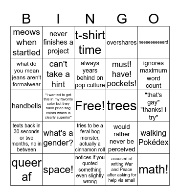 Muggle Bingo Card