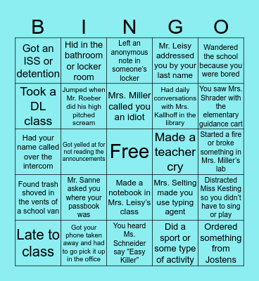 Clearwater High School Bingo Card