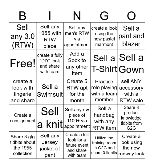 Houston Saks RTW Bingo Card