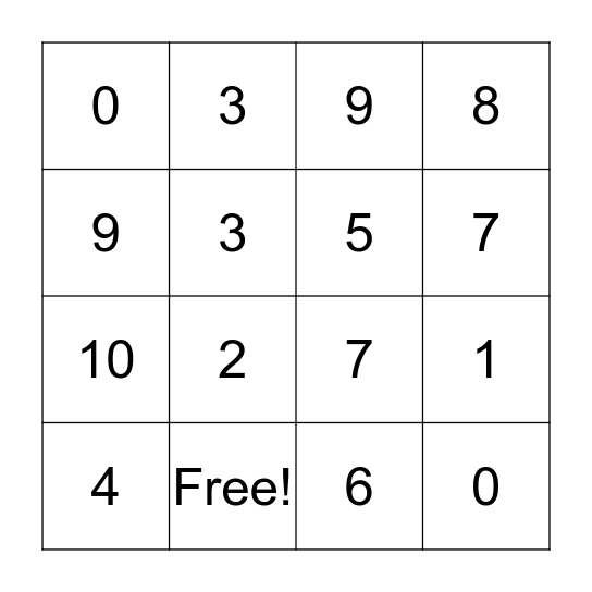 Spanish Bingp Bingo Card