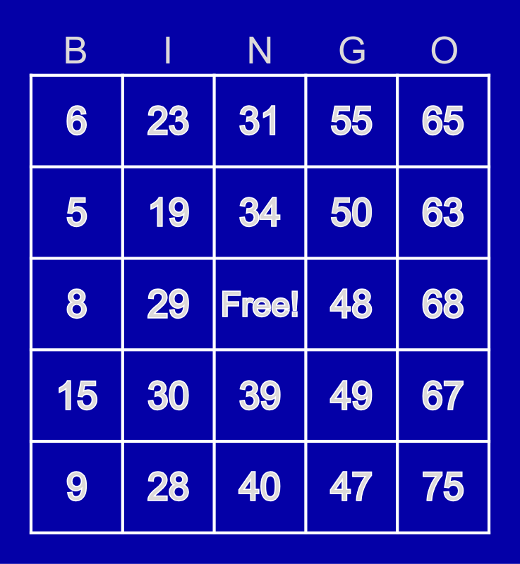 Mystery Box Bingo Card
