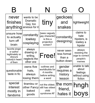 Cap Miles bingo Card