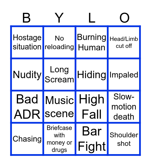 BYLO B-Movie Bingo Card
