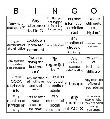 WebEx Bingo! Bingo Card