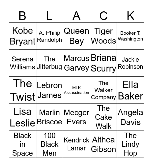 Black Cultural Bingo! Bingo Card