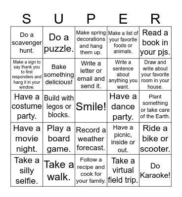 Super Spring Family Fun! Bingo Card