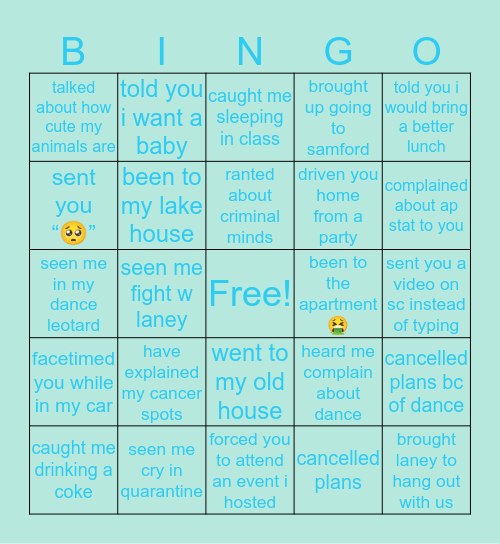 Adlies Bingo Card