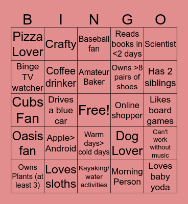 Jess Quarantine Bingo Card