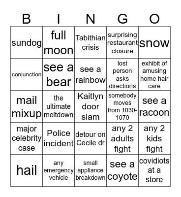 LOCKDOWN BINGO, SUMMER 2020 Card 2 Bingo Card