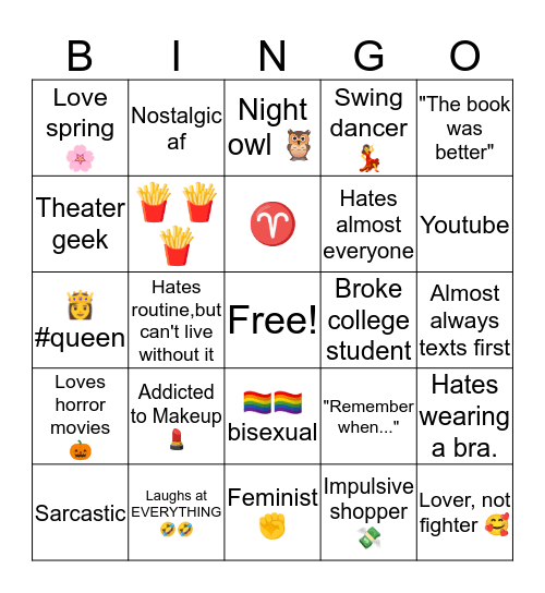 How Similar Are You to Ivy? Bingo Card