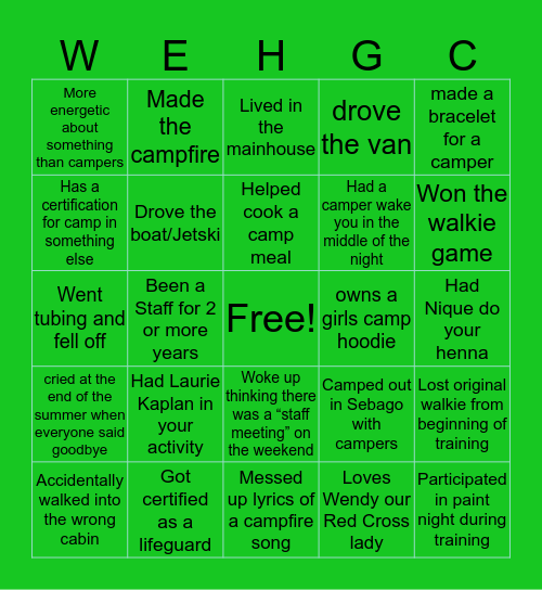 WEHGC STAFF EDITION Bingo Card