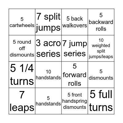 Summer Beam Bingo Card