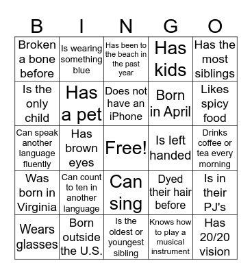 Team Bingo Card