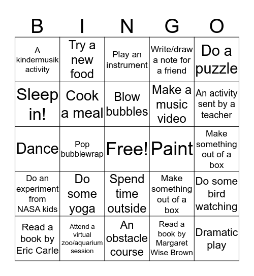Week of the Young Child Bingo Card