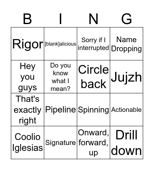RB Bingo Card