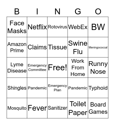 Quarantined BW style Bingo Card