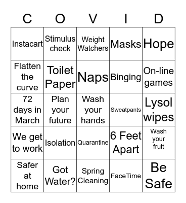 Covid BINGO Card