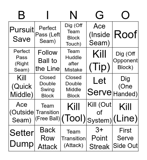 16 Black Bingo Card