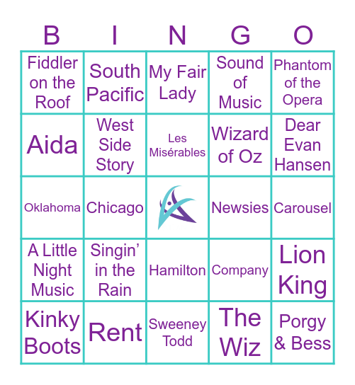 Show Tunes Bingo Card