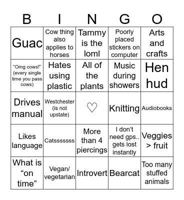Violet Bingo Card