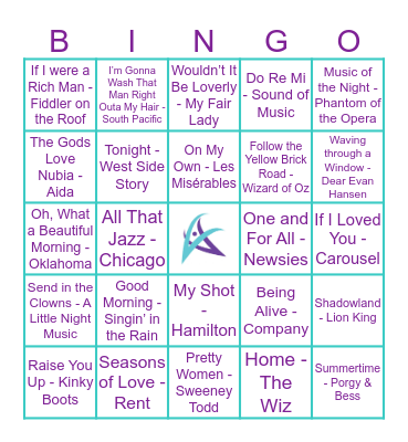 Show Tunes Bingo Card