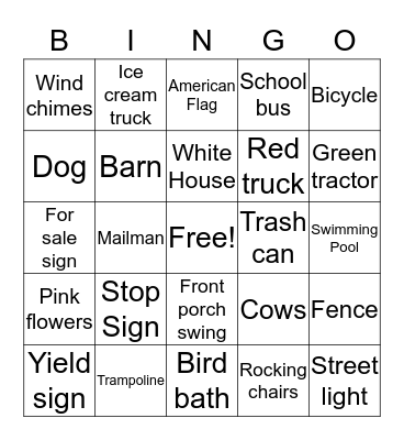 Outside FeWalking Bingo Card