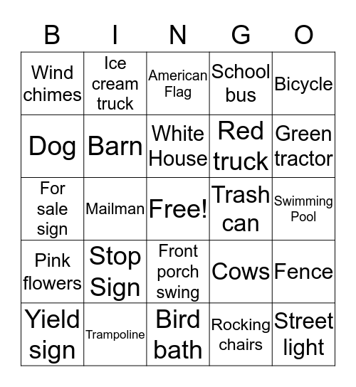 Outside FeWalking Bingo Card