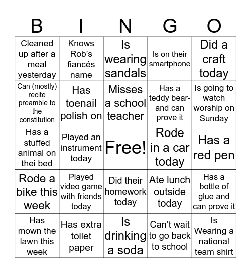 Someone else who... Bingo Card