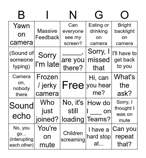 Teams Online! Bingo Card