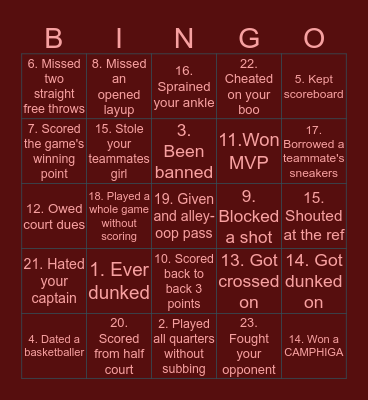 MADONNA BASKETBALL  HAVE YOU EVER Bingo Card