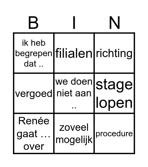 De Bouwzeker Bingo H8A In Zicht Bingo Card