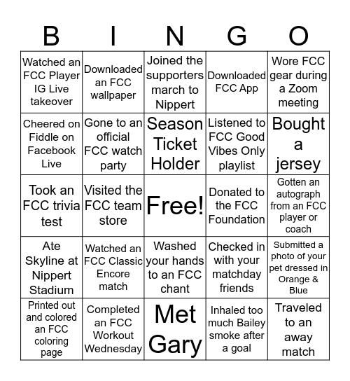 FC Cincinnati Bingo Card