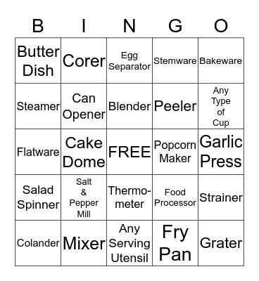 Taryn's Bridal Shower Bingo Card