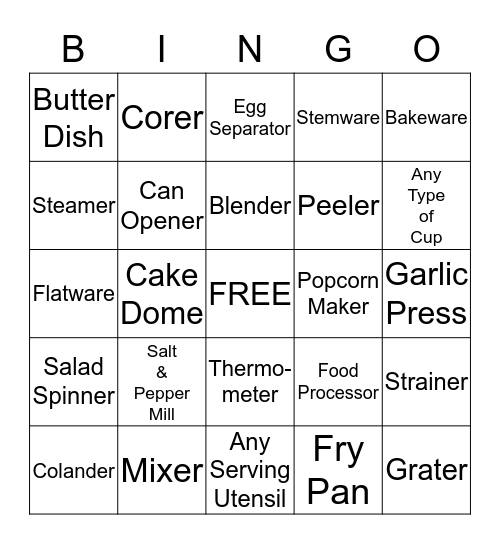 Taryn's Bridal Shower Bingo Card