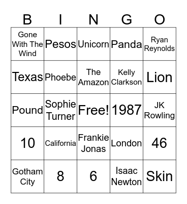 Untitled Bingo Card
