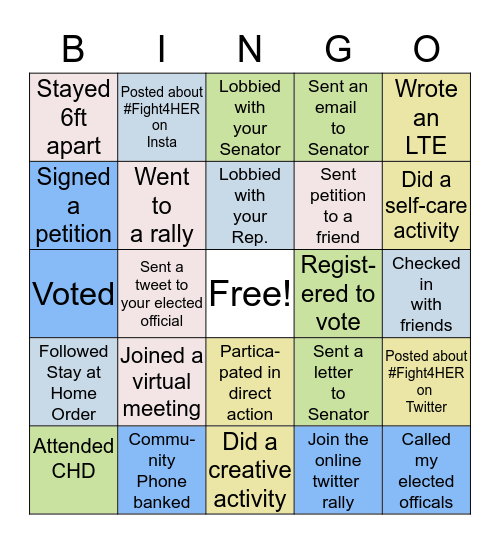 I took action with #Fight4HER Bingo Card