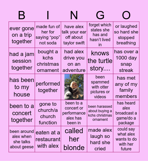 alex’s bingo!! Bingo Card