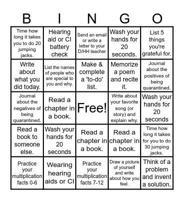 D/HH Bingo 4th-6th Bingo Card