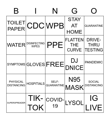 YOUNG ADULTS QUARANTINE Bingo Card