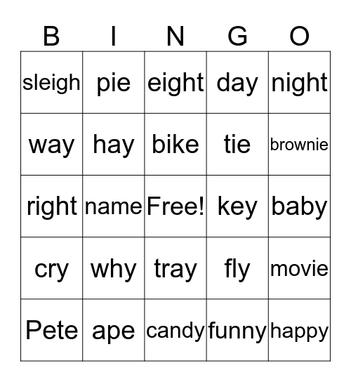 SPELLING WORDS Bingo Card