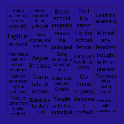 Nifmat high school Bingo Card