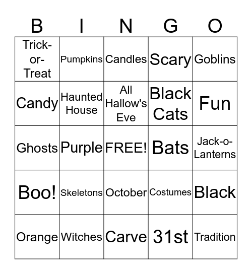 Halloween bingo is ScArY fun! Bingo Card