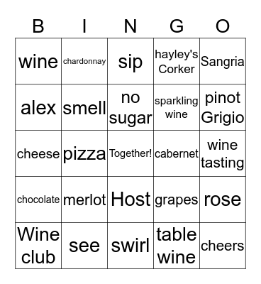 Wine Bingo Card
