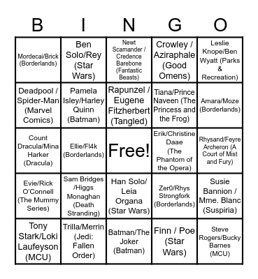 ADRI’S FAVE SHIPS Bingo Card